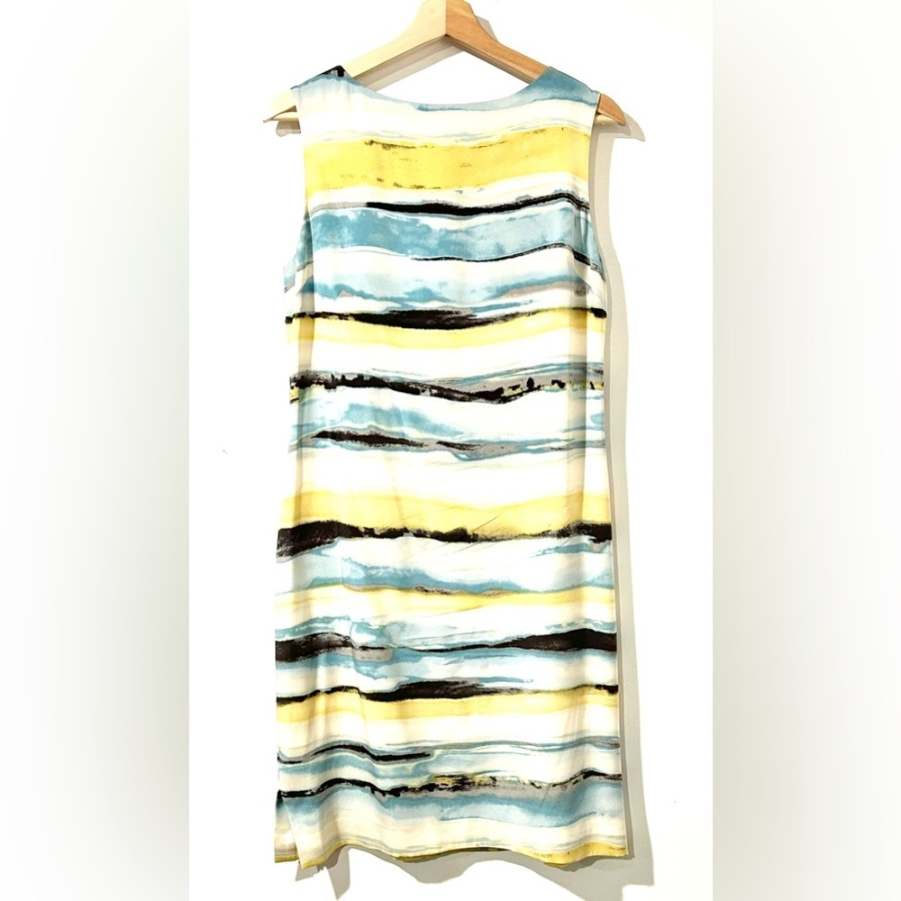 St. John Silk Watercolor‎ Printed Sleeveless Sheath Dress Career 6